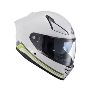 Nukrohelmet YM-853 Güneş Vizörlü Kapalı Kask Strip Beyaz
