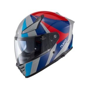 Nukrohelmet YM-853 AIX Güneş Vizörlü Kapalı Kask Gri Kırmızı Mavi
