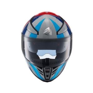Nukrohelmet YM-853 AIX Güneş Vizörlü Kapalı Kask Gri Kırmızı Mavi