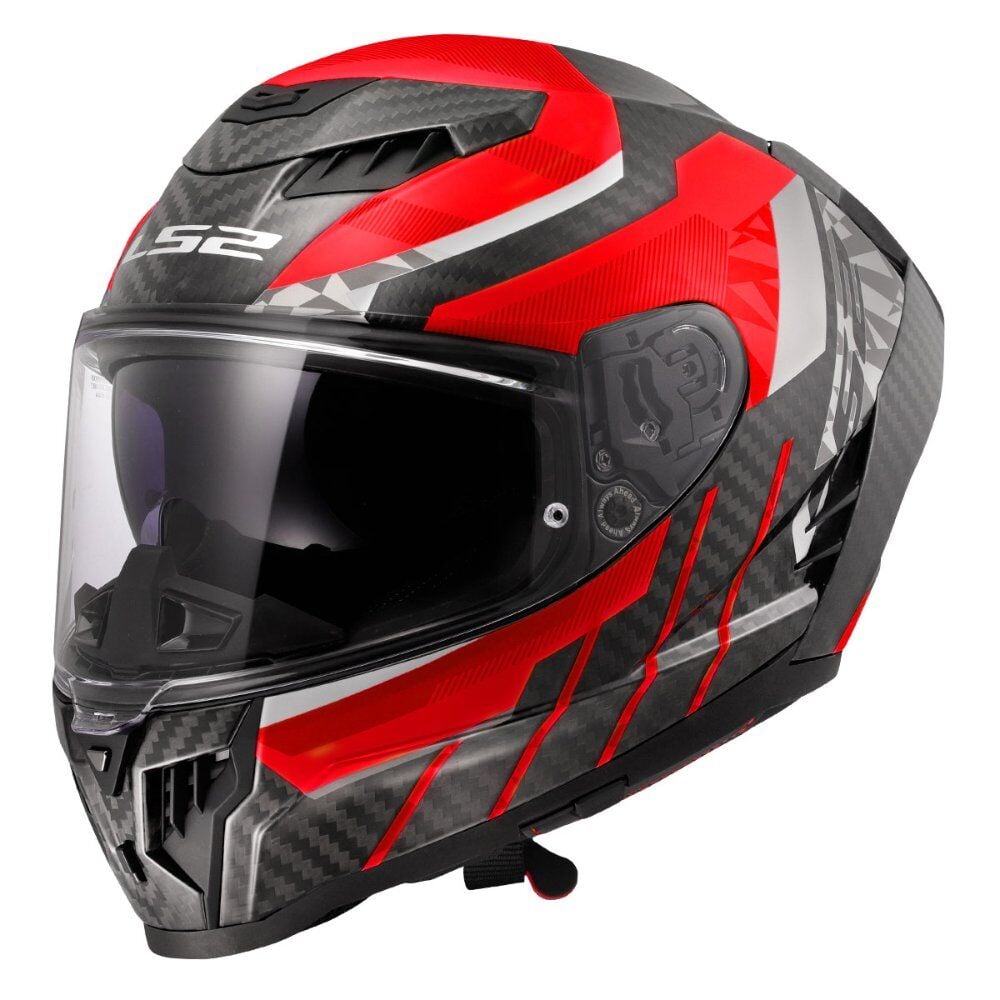 LS2 Dragon Karbon Trax Kırmızı Kask