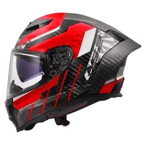 LS2 Dragon Karbon Trax Kırmızı Kask