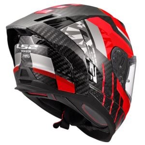 LS2 Dragon Karbon Trax Kırmızı Kask