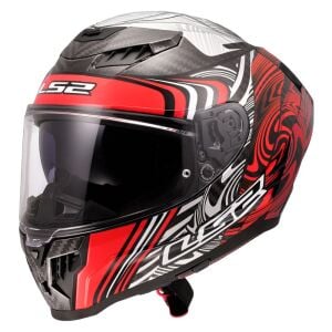 LS2 Dragon Karbon Enthum Kırmızı Kask