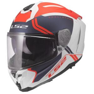 LS2 Challenger 2 Titan Mat Beyaz Mavi Kırmızı Kask