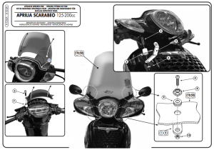 Kappa A154A Aprilia Scarabeo 125-200 Ön Cam Siperlik Bağlantısı
