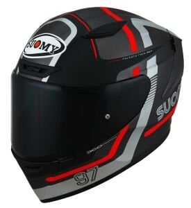 Suomy Track-1 Kask Ninety Seven Gun Metal Kırmızı