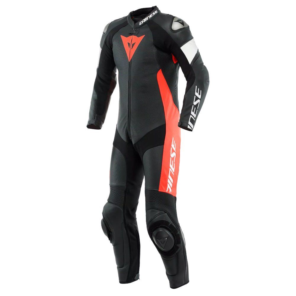 Dainese Tosa Deri Tulum Siyah Fluo Red Beyaz