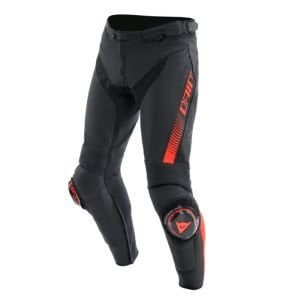 Dainese Super Speed Deri Pantolon Siyah Fluo Kırmızı