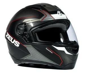 Zeus ZS 811A Kask Mat Siyah Beyaz Kırmızı
