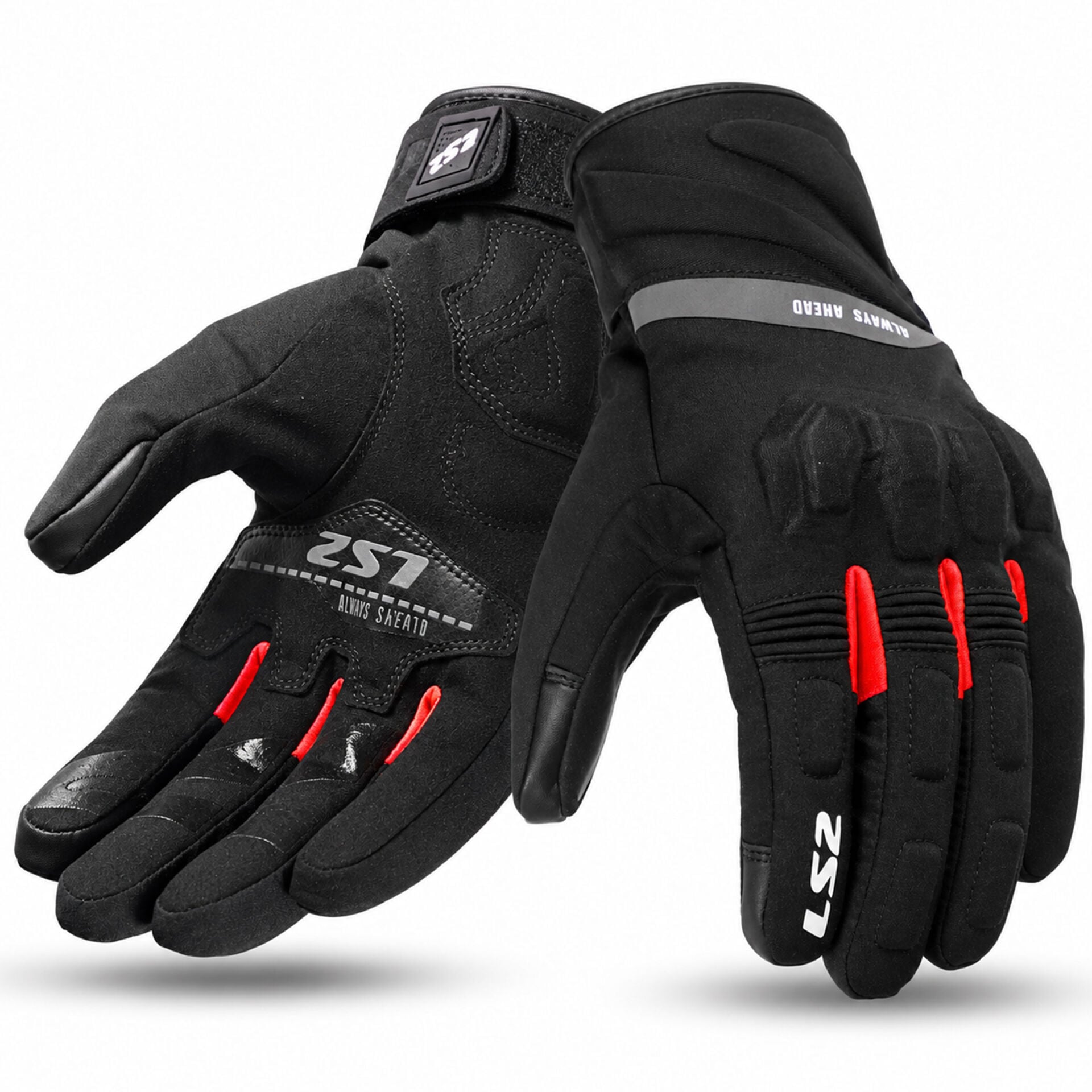 LS2 JET 3 WATERPROOF ELDİVEN SİYAH-KIRMIZI