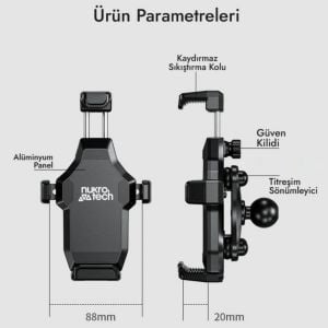 Nukrotech M25 Titreşim Modüllü Telefon Tutucu Ayna