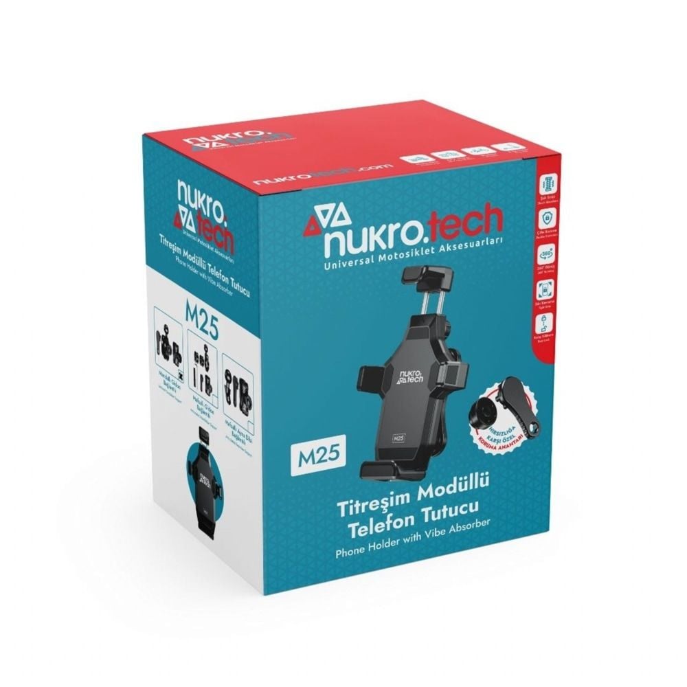 Nukrotech M25 Titreşim Modüllü Telefon Tutucu Gidon