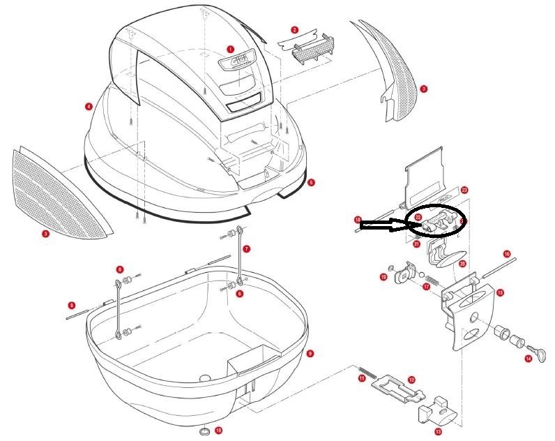Givi Z643NR Çanta Kilit Parçası