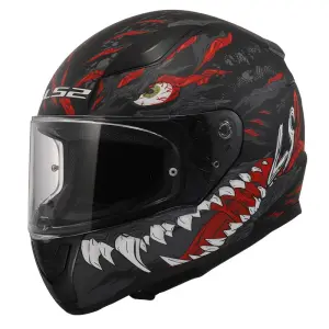 LS2 Rapid 2 Kapalı Kask Kaiju Mat Siyah Kırmızı Beyaz