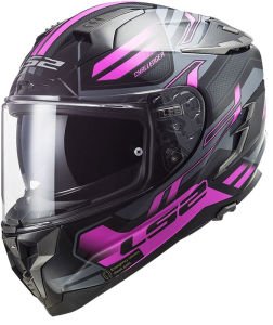 LS2 Challenger Spın Siyah Titanium Pembe Kask