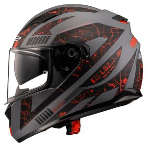 LS2 Stream Evo Tect Kask Mat Gri Siyah Kırmızı M