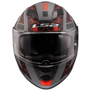 LS2 Stream Evo Tect Kask Mat Gri Siyah Kırmızı M