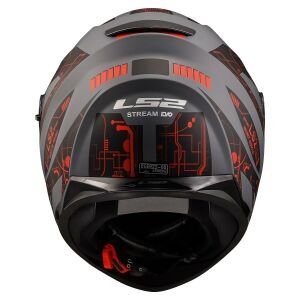 LS2 Stream Evo Tect Kask Mat Gri Siyah Kırmızı M