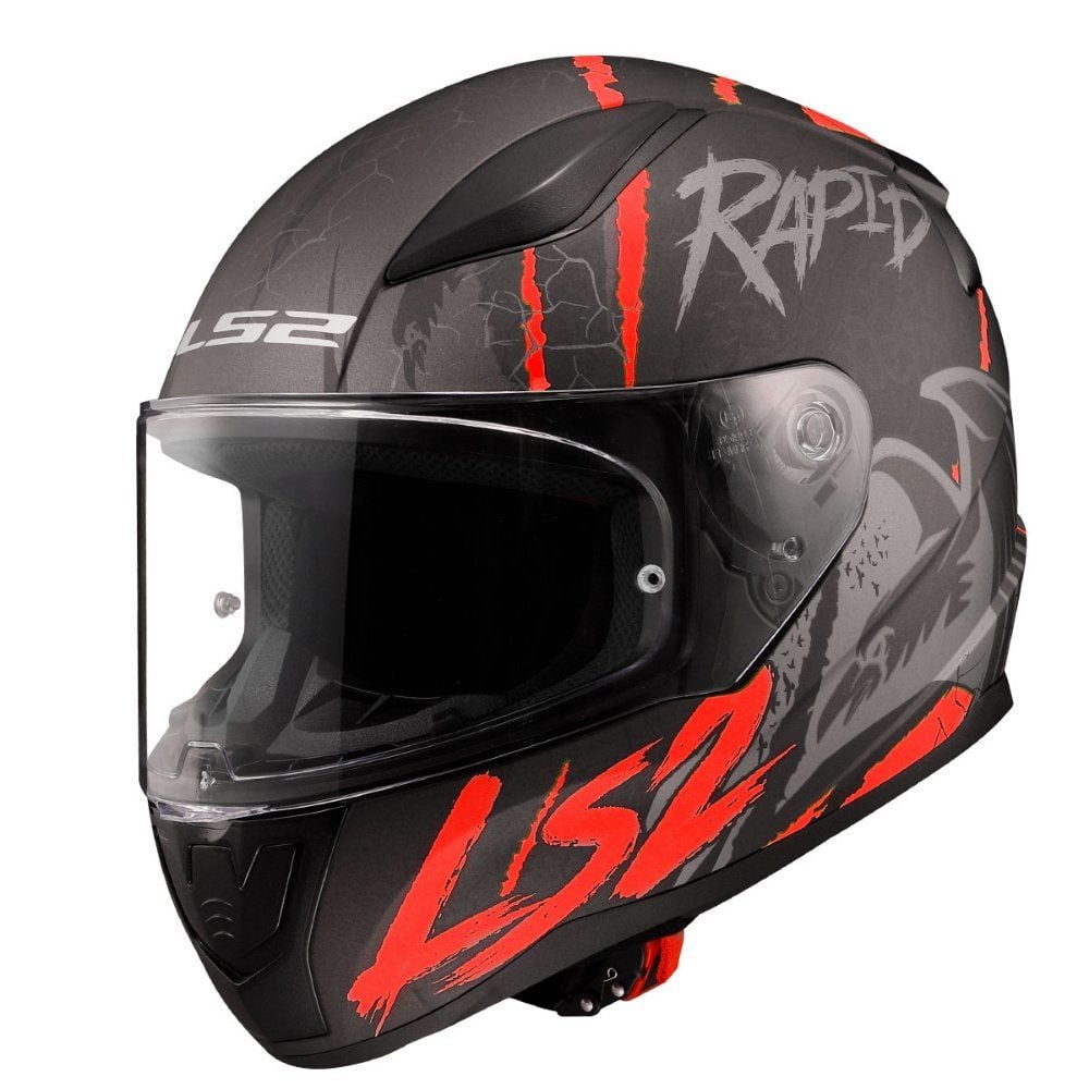 LS2 Rapid 2 Raven Mat Siyah-Beyaz-Kırmızı Kask