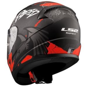 LS2 Rapid 2 Raven Mat Siyah-Beyaz-Kırmızı Kask