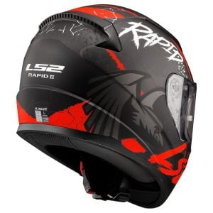 LS2 Rapid 2 Raven Mat Siyah-Beyaz-Kırmızı Kask