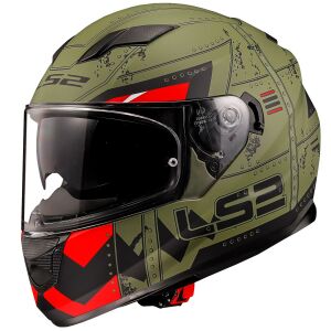 Ls2 Stream Evo Max Kask Mat Military Yeşil Kırmızı Ls2 Stream Evo Max Kask Mat Military Yeşil Kırmızı L