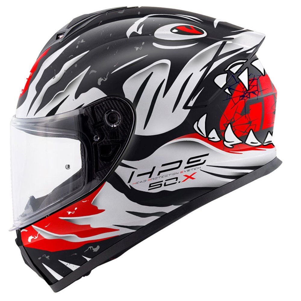 GIVI 50.X Sharkbite Kask Mat Siyah Beyaz Kırmızı