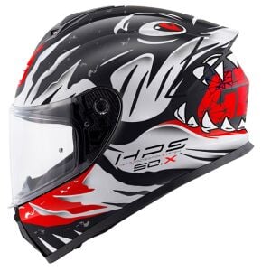 GIVI 50.X Sharkbite Kask Mat Siyah Beyaz Kırmızı