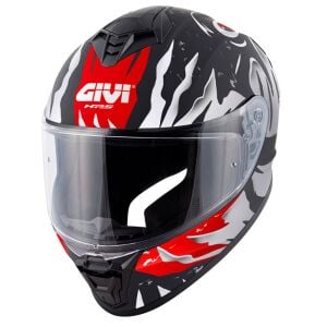 GIVI 50.X Sharkbite Kask Mat Siyah Beyaz Kırmızı