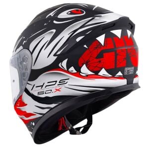 GIVI 50.X Sharkbite Kask Mat Siyah Beyaz Kırmızı