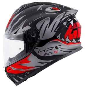 GIVI 50.X Sharkbite Kask Mat Siyah Gri Kırmızı