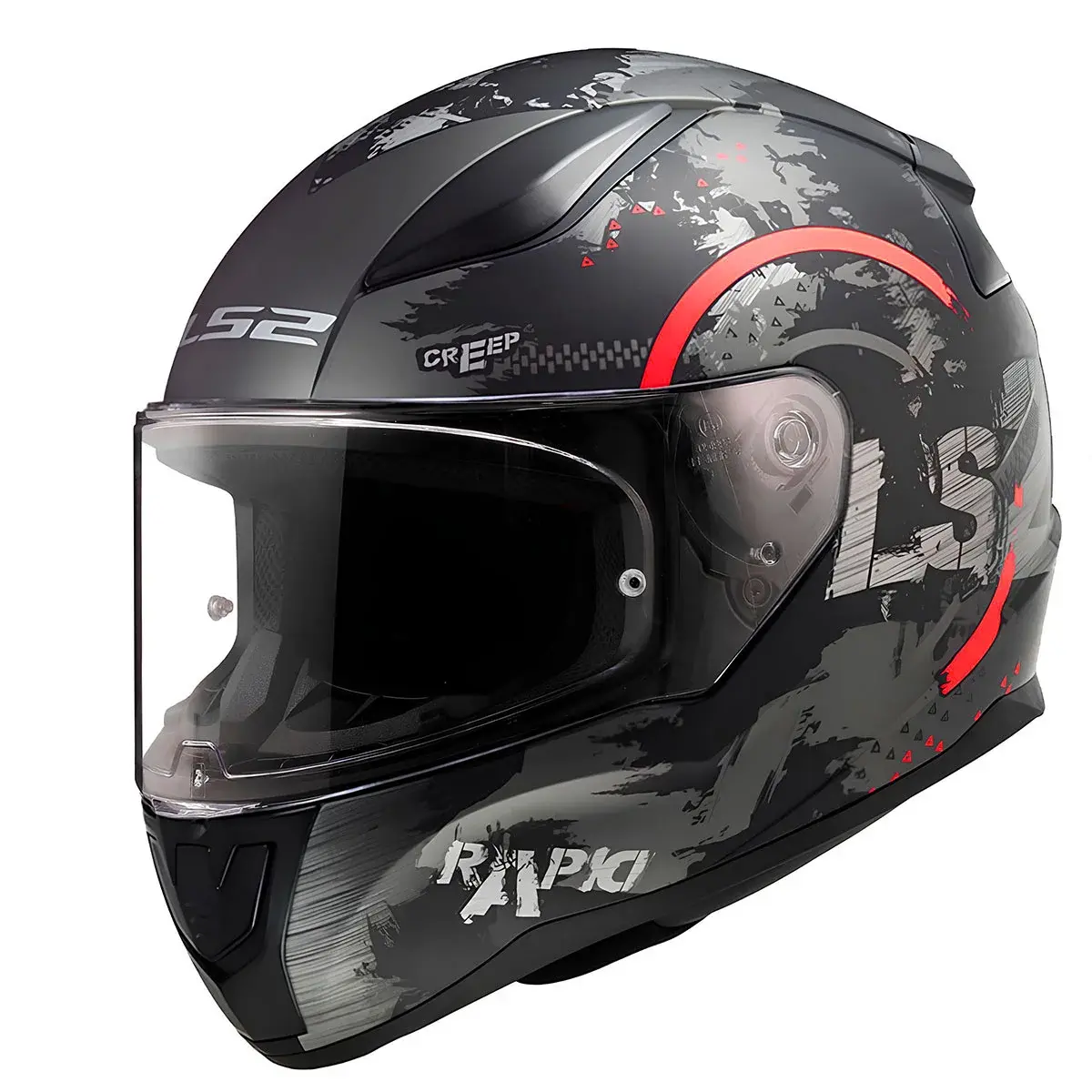 LS2 Rapid 2 Kapalı Kask Circle Mat Siyah Kırmızı