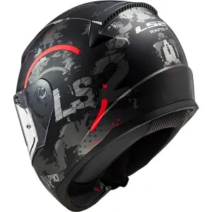 LS2 Rapid 2 Kapalı Kask Circle Mat Siyah Kırmızı