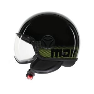 Momo Design FGTR Classic Kask Stripes Black Yellow Fluo
