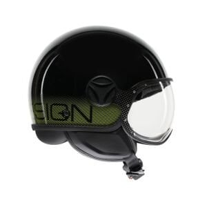 Momo Design FGTR Classic Kask Stripes Black Yellow Fluo