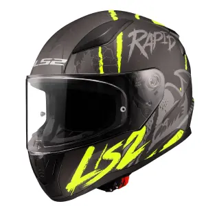LS2 Rapid 2 Kapalı Kask Raven Mat Siyah Gri Neon Sarı
