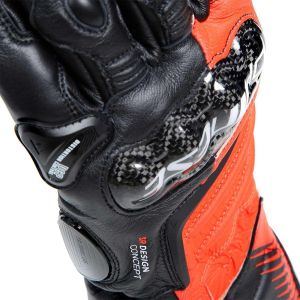 Dainese Carbon 4 Uzun Deri Eldiven Siyah Kırmızı L