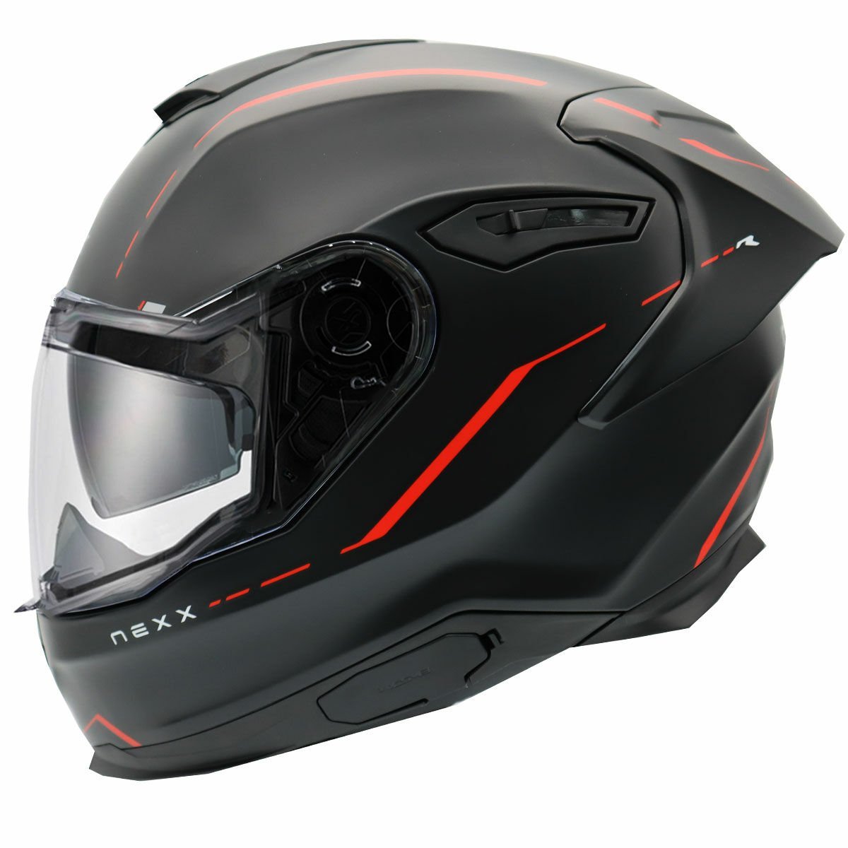 Nexx Y.100R Kask React Mat Siyah Kırmızı