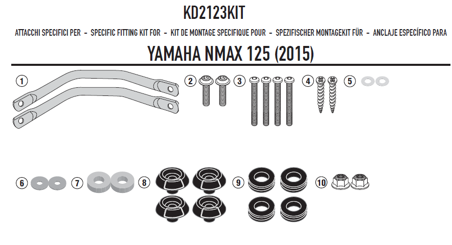 Kappa D2123Kit Yamaha N-Max 125-155 Ön Cam Siperlik Bağlantısı