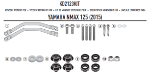 Kappa D2123Kit Yamaha N-Max 125-155 Ön Cam Siperlik Bağlantısı