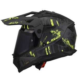 LS2 Pioneer 2 Crazy Mat Siyah-Gri-Neon Sarı Kask