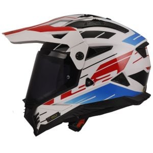 LS2 Pioneer 2 Namib Beyaz-Mavi Kırmızı Kask