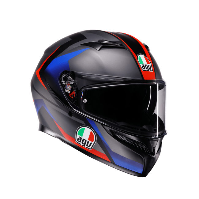 AGV KASK/K3 MPLK STRIGA MATT BLACK/BLUE/RED CONFİGURATİON