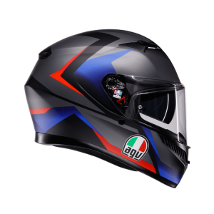 AGV KASK/K3 MPLK STRIGA MATT BLACK/BLUE/RED CONFİGURATİON