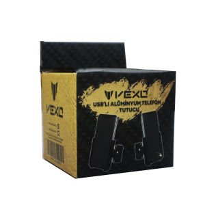 Vexo Usbli Alüminyum Telefon Tutucu Gidon Bağlantılı
