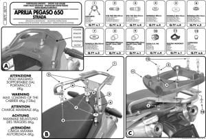 Givi SR79 Aprilia Pegaso 650 Strada-Trail Arka Çanta Demiri