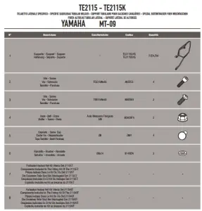 Givi TE2115 Yamaha Mt-09 Yan Kumaş Çanta Demiri