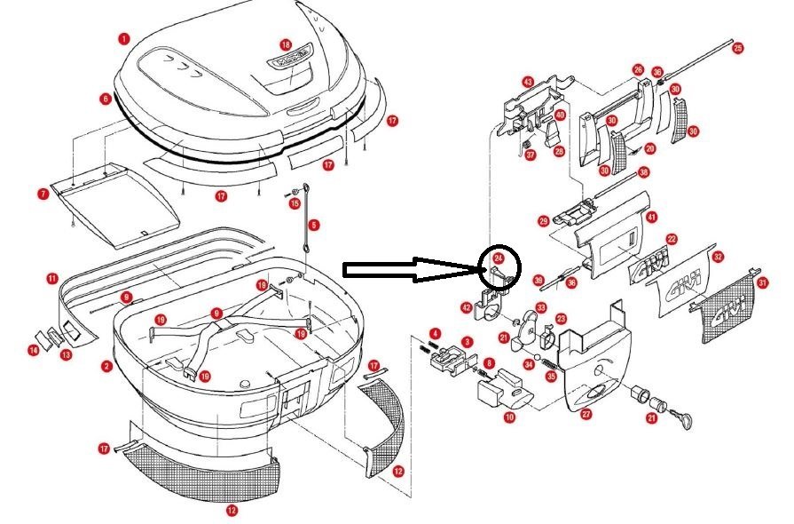 Givi Z234B E52 Çanta Kilit Mekanizma Mandalı