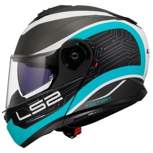 LS2 Strobe 2 Victory Mat Titanium-Beyaz-Metal Mavi Kask