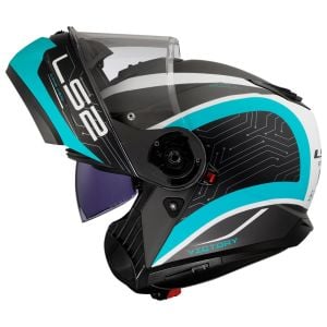 LS2 Strobe 2 Victory Mat Titanium-Beyaz-Metal Mavi Kask